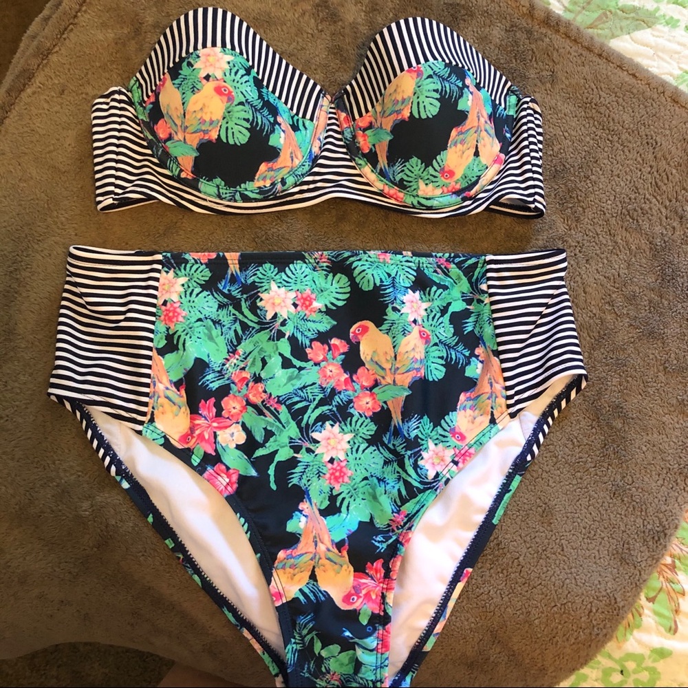 Arizona Jeans High Waisted Parrot Swim Suit